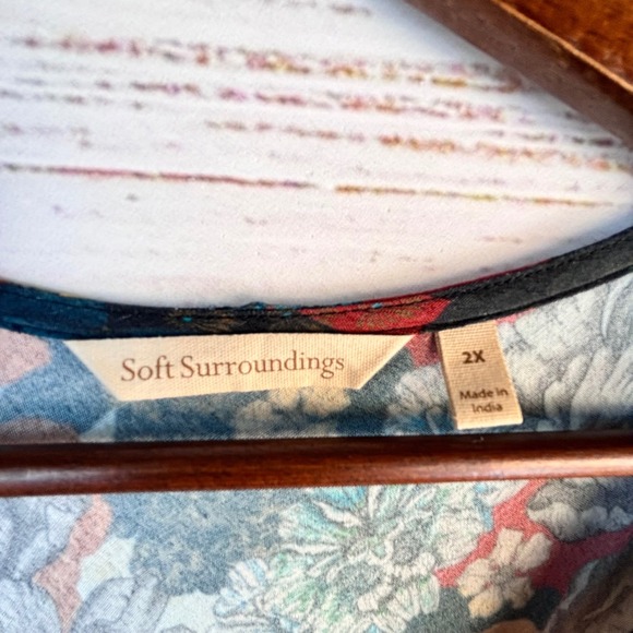 Soft Surroundings Floral Patchwork Maxi Dress 2X V-Neck Tiered Boho Peasant - Picture 5 of 13